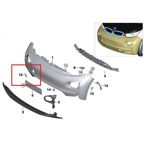 Painted or Primed BMW Front Tow Hook Cover i3 I01 01/2013 — 09/2017