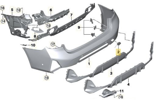 Painted or Primed BMW Rear Tow Hook Cover 3 Series G20 LCi 07/2022 - Present