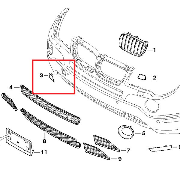 Genuine BMW Front Tow Hook Cover X3 E83 LCI  02/2006 — 08/2010