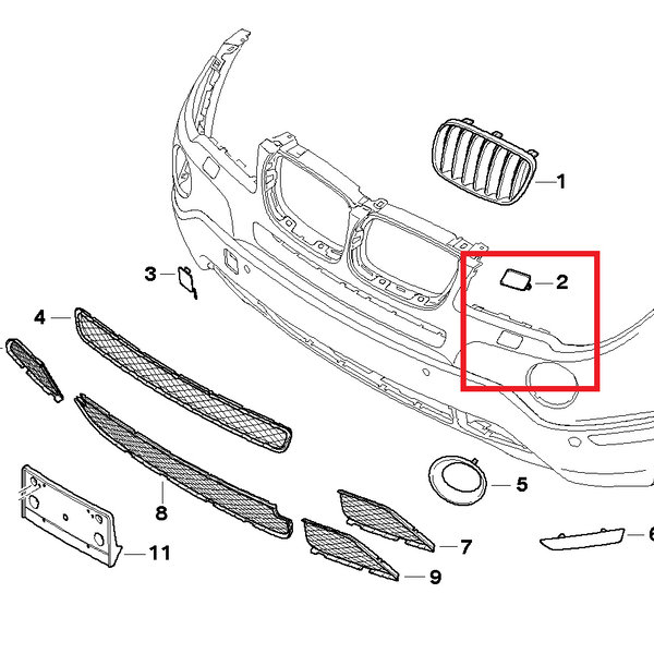 Painted or Primed Genuine BMW Right Side Headlight Washer Cover E83 X3 LCi 2003 - 2010