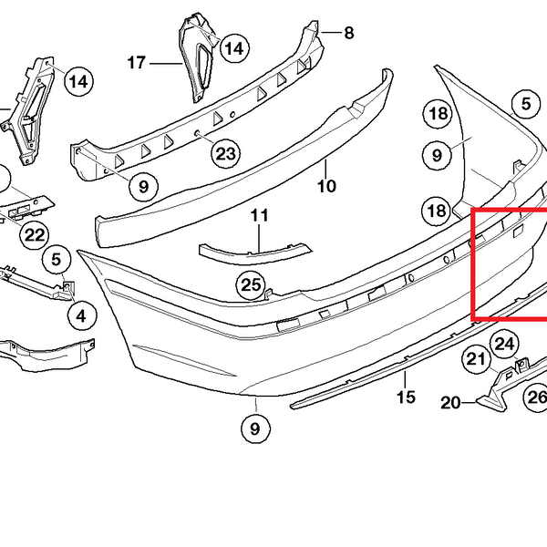 Painted or Primed Genuine BMW Rear Tow Hook Cover 7 Series E65 E66 E67 2000 - 20008