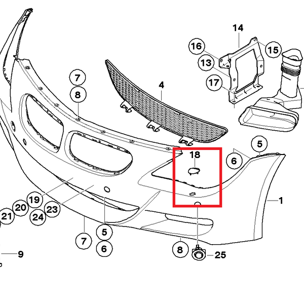 Painted or Primed Genuine BMW Left Headlight Washer Cover 6 Series E63 E64 2004 - 2010 M Bumper