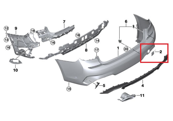 Painted or Primed BMW Rear Tow Hook Cover G20 G21 3 Series 10/2017 - 01/2020 M Bumper