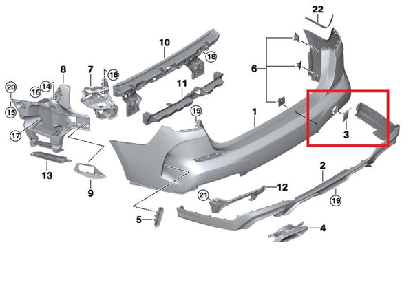 Painted or Primed BMW Rear Tow Hook Cover 2 Series F44 Gran Coupé 10/2018 — 12/2019 M Bumper