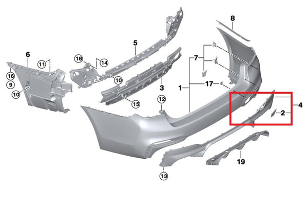 Painted or Primed Rear Tow Hook Cover BMW 5 Series F90 M5 01/2016 — 12/2019