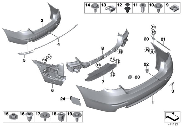 Genuine BMW Rear Tow Hook Cover 5 Series 5' F10 LCI 08/2012 — 10/2016