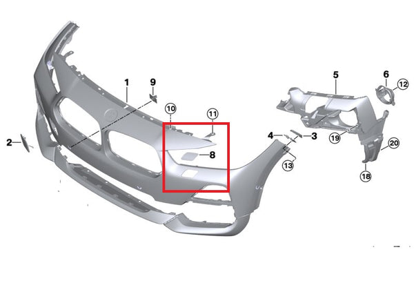 Genuine BMW Left Side Headlight Washer Cover X2 F39 10/2016 — 12/2019