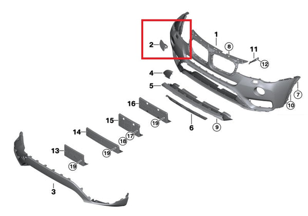 Painted or Primed BMW Right Bumper Trim Cover F25 X3 2008 - 2016