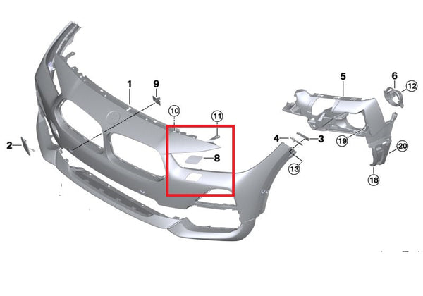 Genuine BMW Right Side Headlight Washer Cover X2 F39 10/2016 — 12/2019