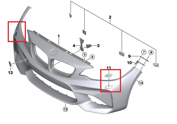 Painted or Primed BMW Front Left Headlight Washer Cover 2 Series E87 M2 LCi 2014 - 2019