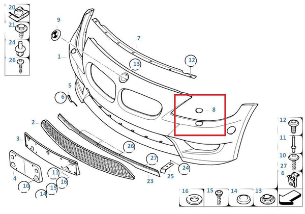 Painted or Primed Genuine BMW Right Headlight Wash Cover Z4 E85 2004 - 08/2008 M