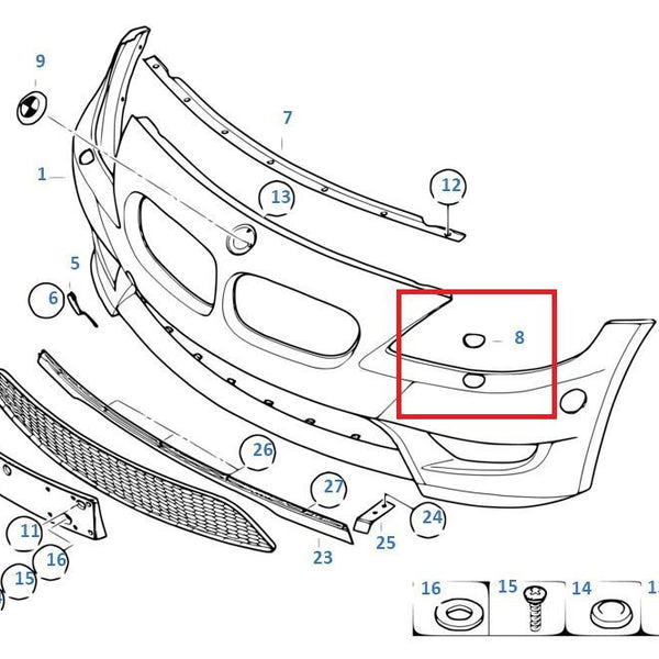 Painted or Primed Genuine BMW Right Headlight Wash Cover Z4 E85 2004 - 08/2008 M