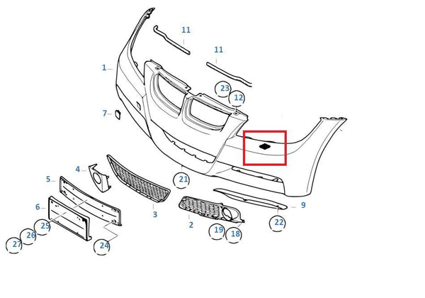 Painted or Primed BMW Left Headlight Washer Spray Cover E90 E91 3 Series w/ M