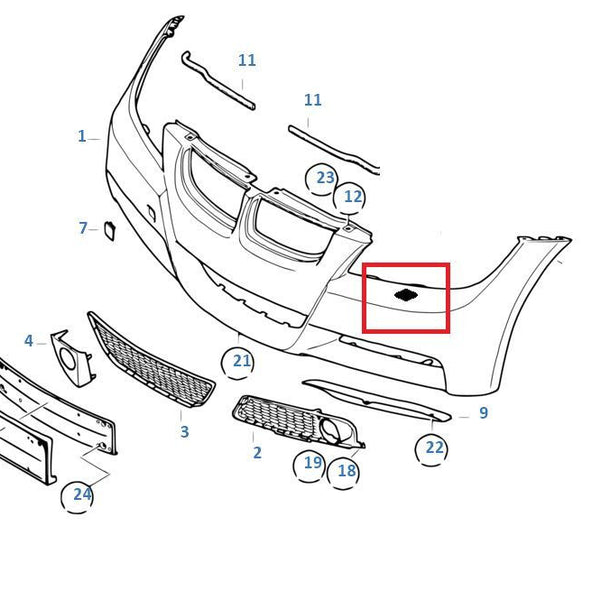 Painted or Primed BMW Left Headlight Washer Spray Cover E90 E91 3 Series w/ M