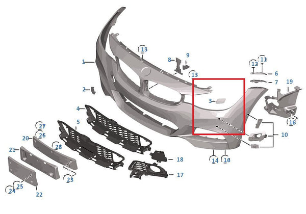 Painted or Primed BMW Right Head Light Washer Cover F34 GT 3 Series 12 - 2019 M