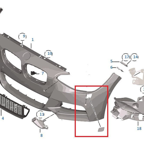 Painted or Primed BMW Left Headlight Washer Cover 2 Series F22 F23 LCi 2010 - 2019 M