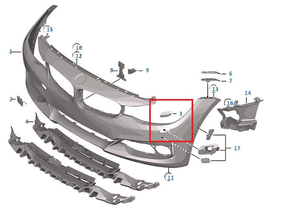 Painted or Primed BMW Right Head Light Washer Cover F34 GT 3 Series 2012 - 2019