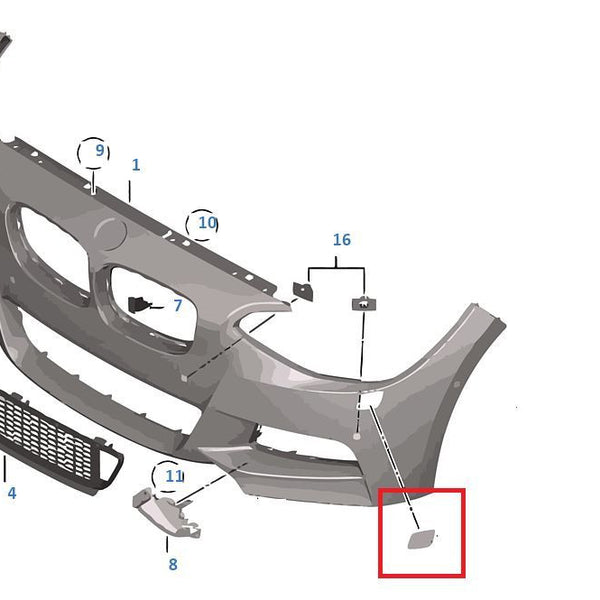Painted or Primed BMW Right Head Light Cover 1 & 2 Series F20 F21 F22 10 - 2015