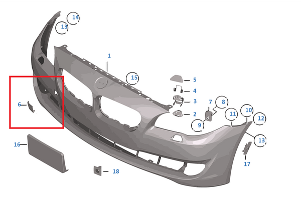 Painted or Primed BMW Front Bumper Tow Hook Cover 5 Series F10 F11 2009 - 6/2013