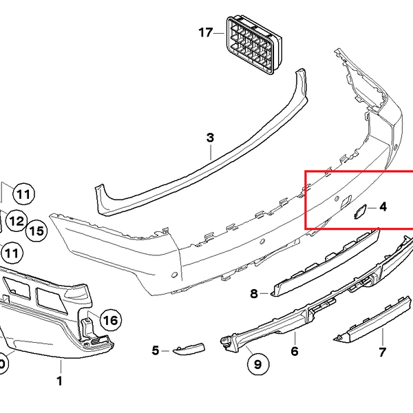 Painted or Primed Genuine BMW Rear Tow Hook Cover X3 E83 LCI 01/2006 - 07/2010