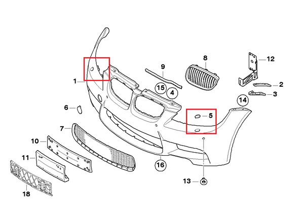 Painted or Primed BMW Left Bumper Cover E90 E92 E93 LCI 2006 — 2013 M Bumpers