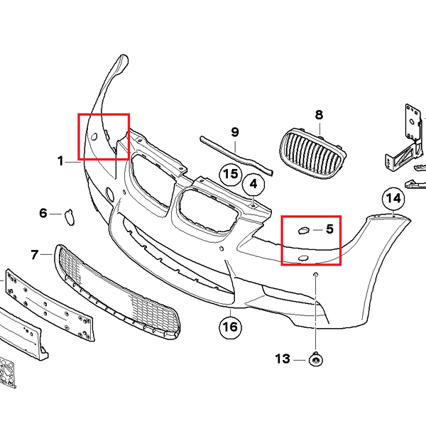Painted or Primed BMW Left Bumper Cover E90 E92 E93 LCI 2006 — 2013 M Bumpers