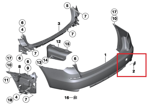 Genuine BMW Rear Tow Hook Cover 5 Series F07 2008 - 2017 with M Bumper