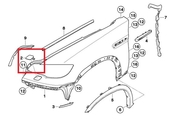 Genuine BMW Left Side Headlight Washer Cover X5 E70 07/2007 — 06/2013 X6 E71 E72 2007 - 2014