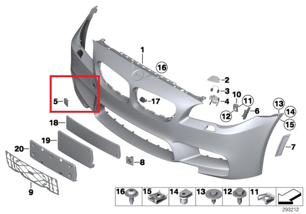 Genuine BMW Front Tow Hook Cover 5 Series F10 M5 06/2010 — 10/2016