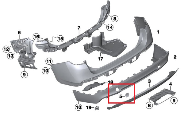 Genuine BMW Left or Right Rear Tow Hook Cover X1 E84 09/2008 — 06/2015