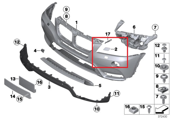 Painted or Primed Genuine BMW Front Tow Hook Cover X3 F25 06/2009 — 08/2017