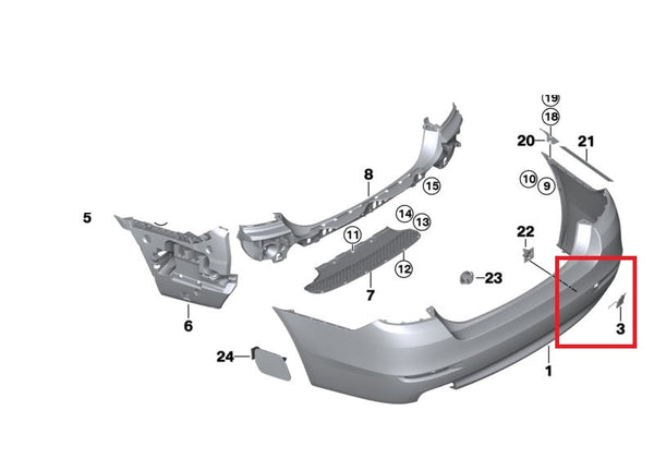 Painted or Primed BMW Rear Bumper Tow Hook Cover 5 series F10 LCI 08/2012 — 10/2016