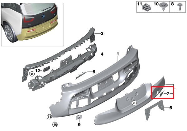 Painted or Primed BMW Rear Tow Hook Cover i3 I01 LCi 01/2017 — 2022