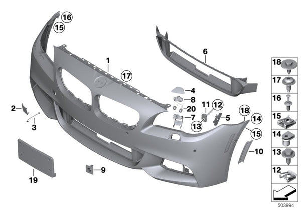 Genuine BMW Front Tow Hook Cover 5 Series F10, F10 LCi,  F11, F11 LCi 01/2009 — 02/2017 With M bumpers